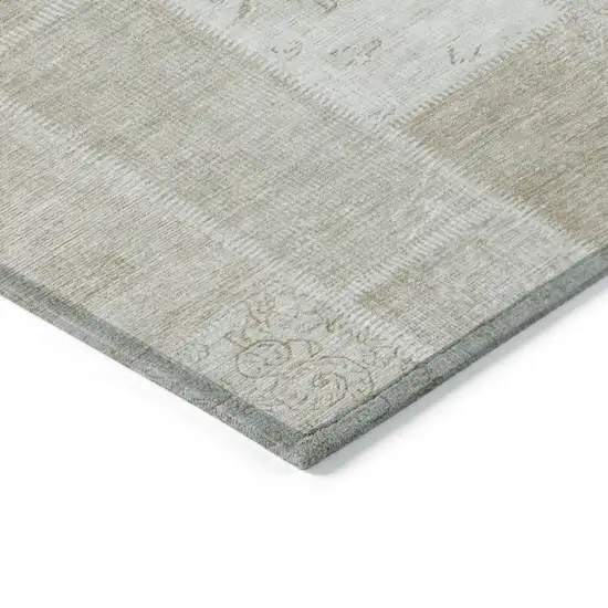 Taupe Beige And Tan Patchwork Washable Indoor Outdoor Area Rug Photo 3