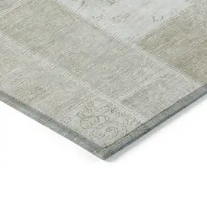 Photo of Taupe Beige And Tan Patchwork Washable Indoor Outdoor Area Rug