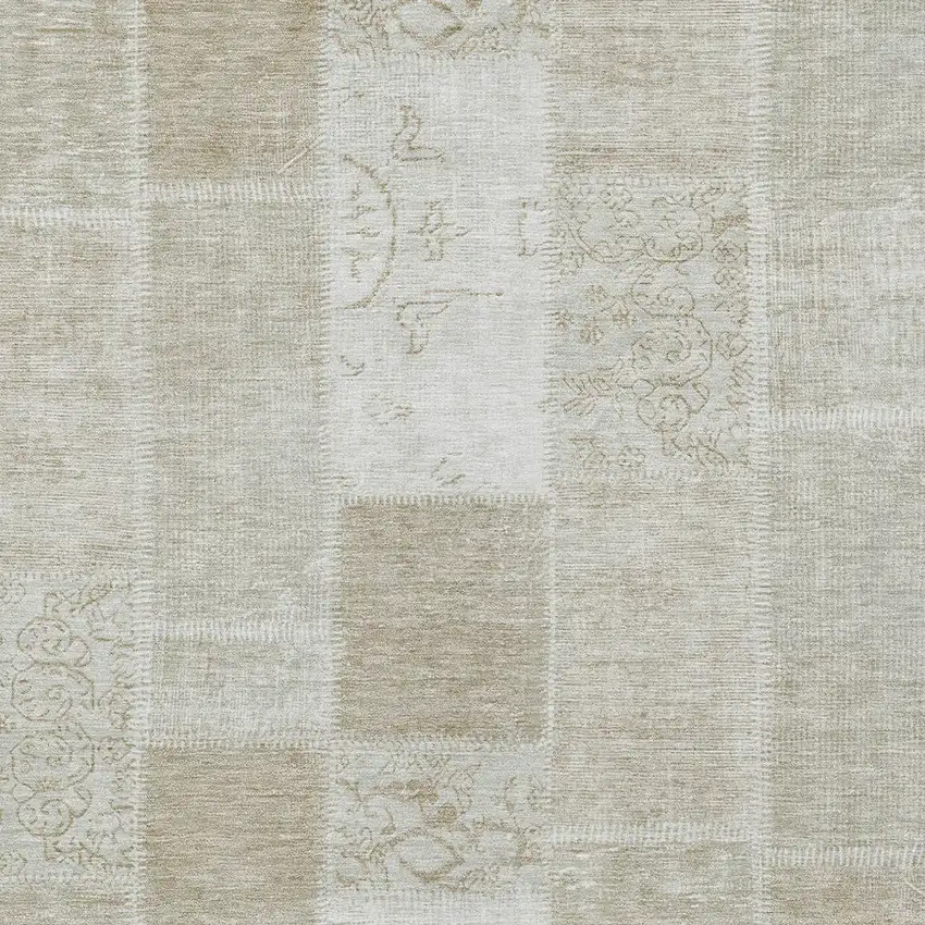 Taupe Beige And Tan Patchwork Washable Indoor Outdoor Area Rug Photo 4