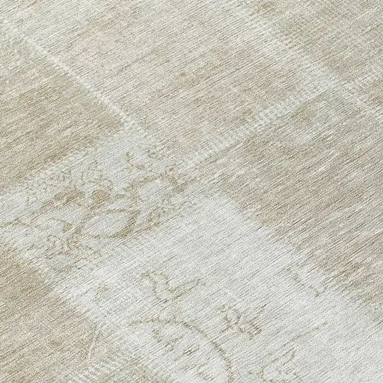 Taupe Beige And Tan Patchwork Washable Indoor Outdoor Area Rug Photo 9