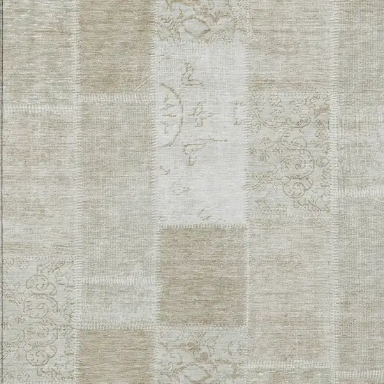 Taupe Beige And Tan Patchwork Washable Indoor Outdoor Area Rug Photo 4