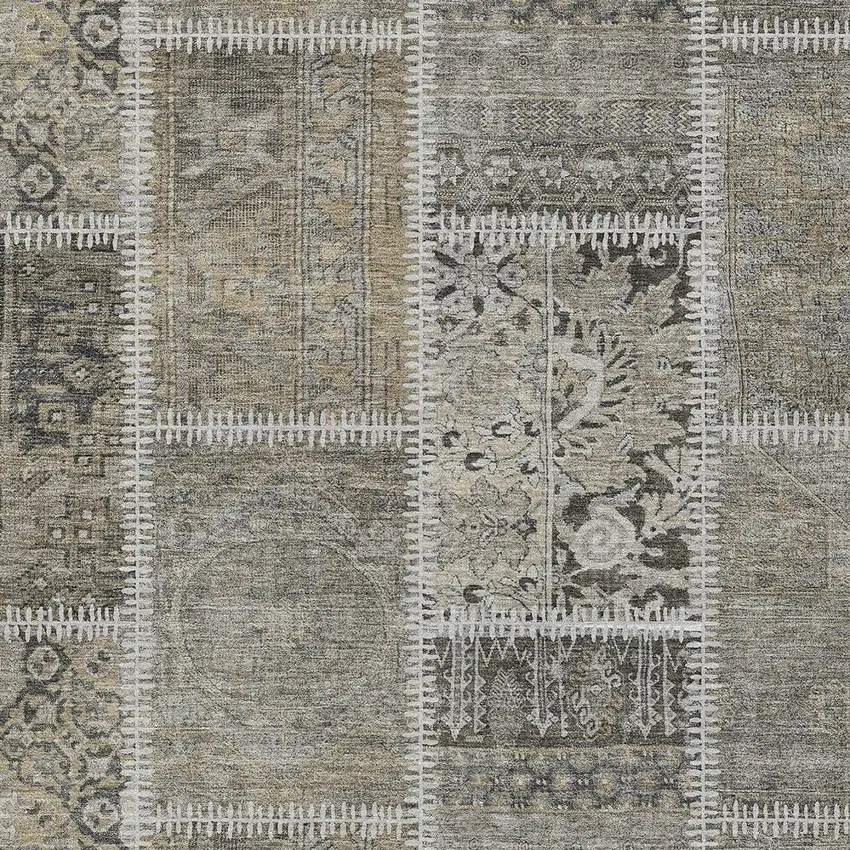 Taupe Beige And Tan Patchwork Washable Indoor Outdoor Area Rug Photo 4