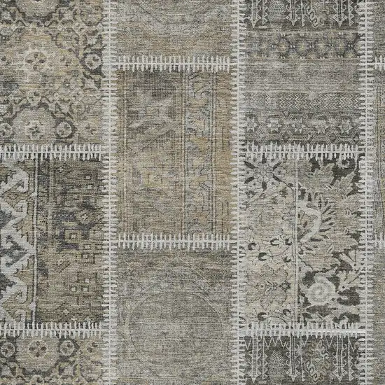 Taupe Beige And Tan Patchwork Washable Indoor Outdoor Area Rug Photo 3
