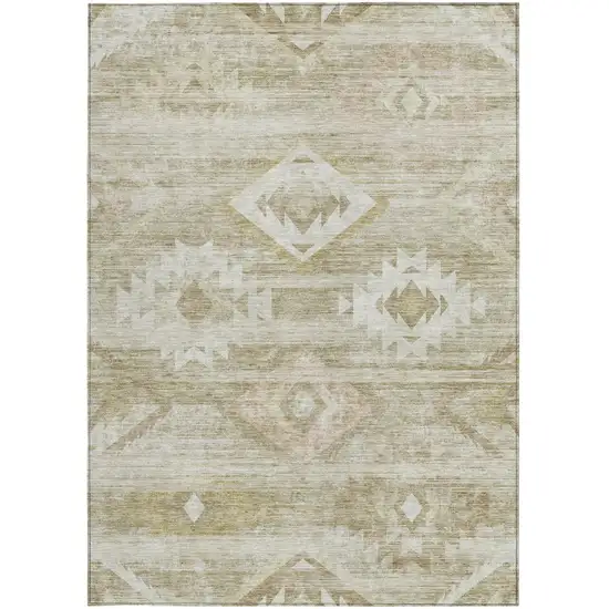 Taupe Beige And Tan Southwestern Washable Indoor Outdoor Area Rug Photo 7
