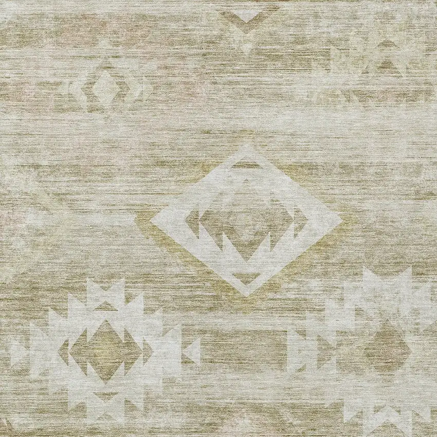 Taupe Beige And Tan Southwestern Washable Indoor Outdoor Area Rug Photo 6