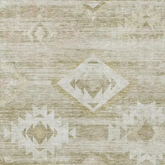 Taupe Beige And Tan Southwestern Washable Indoor Outdoor Area Rug Photo 6