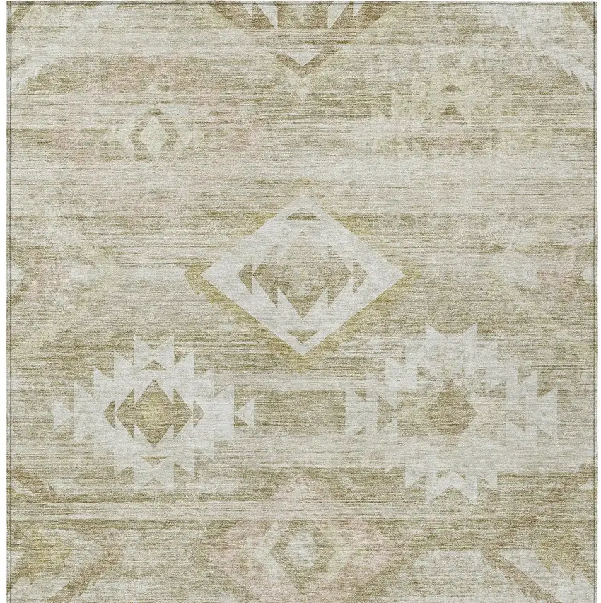 Taupe Beige And Tan Southwestern Washable Indoor Outdoor Area Rug Photo 7