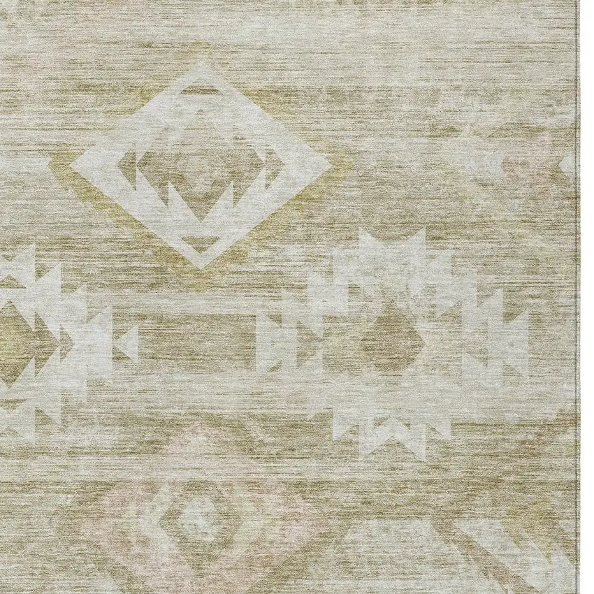 Taupe Beige And Tan Southwestern Washable Indoor Outdoor Area Rug Photo 6