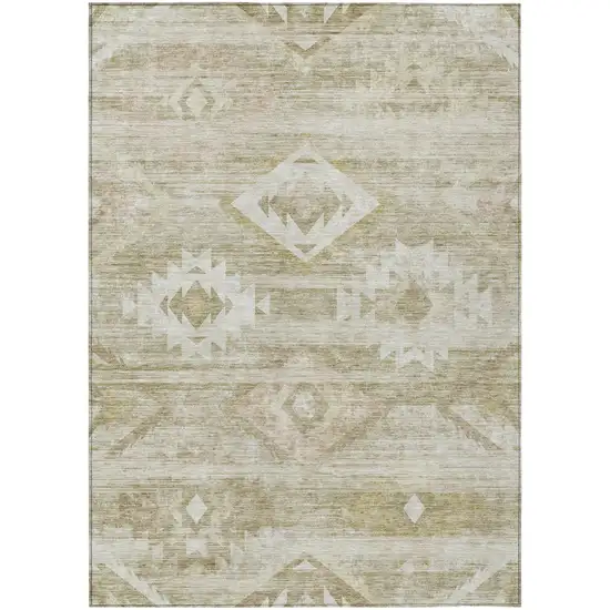 Taupe Beige And Tan Southwestern Washable Indoor Outdoor Area Rug Photo 2