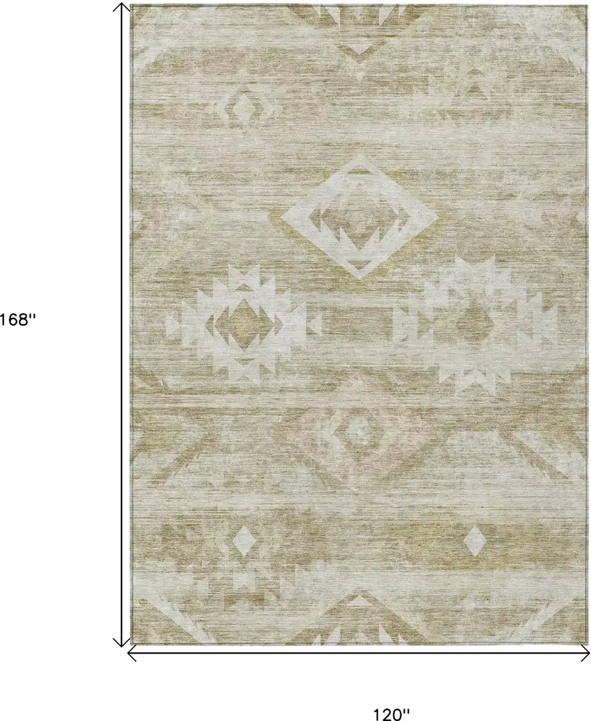 Taupe Beige And Tan Southwestern Washable Indoor Outdoor Area Rug Photo 3