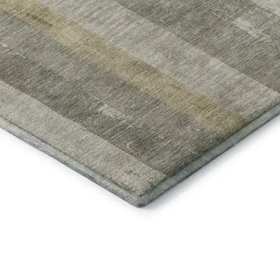 Taupe Beige And Tan Striped Washable Area Rug With UV Protection Photo 5