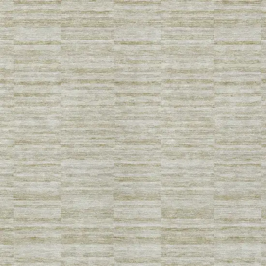 Taupe Beige And Tan Striped Washable Indoor Outdoor Area Rug Photo 6