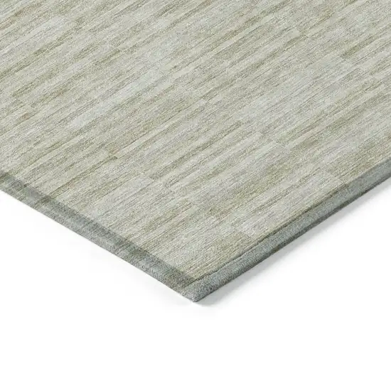 Taupe Beige And Tan Striped Washable Indoor Outdoor Area Rug Photo 5