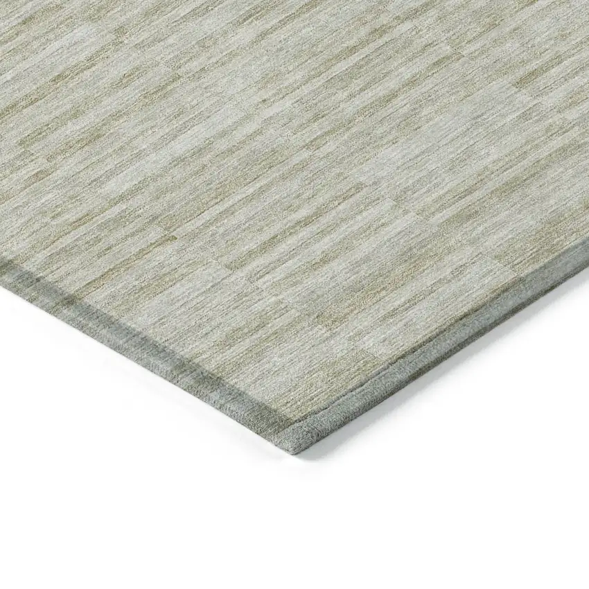 Taupe Beige And Tan Striped Washable Indoor Outdoor Area Rug Photo 5