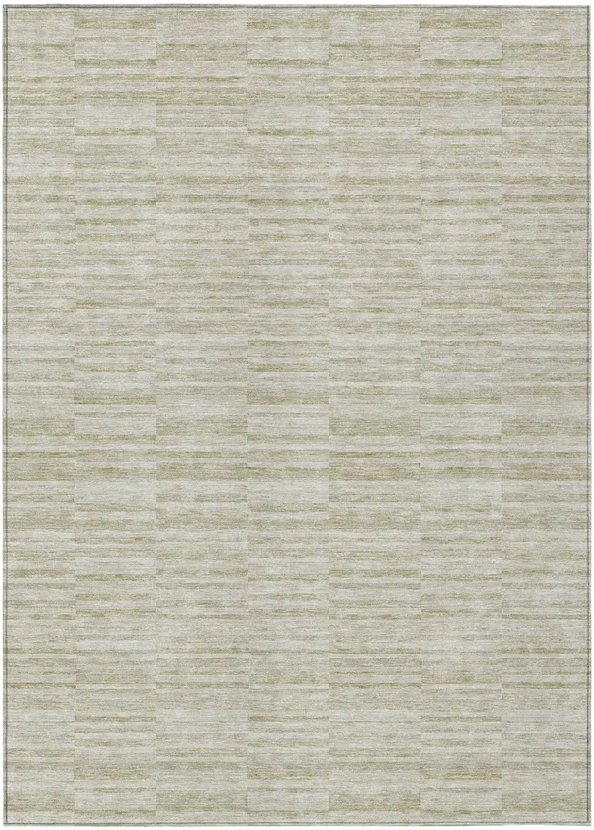 Taupe Beige And Tan Striped Washable Indoor Outdoor Area Rug Photo 2