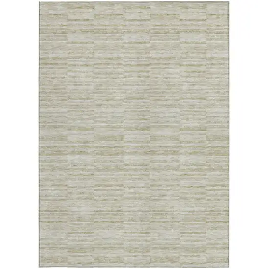 Taupe Beige And Tan Striped Washable Indoor Outdoor Area Rug Photo 7