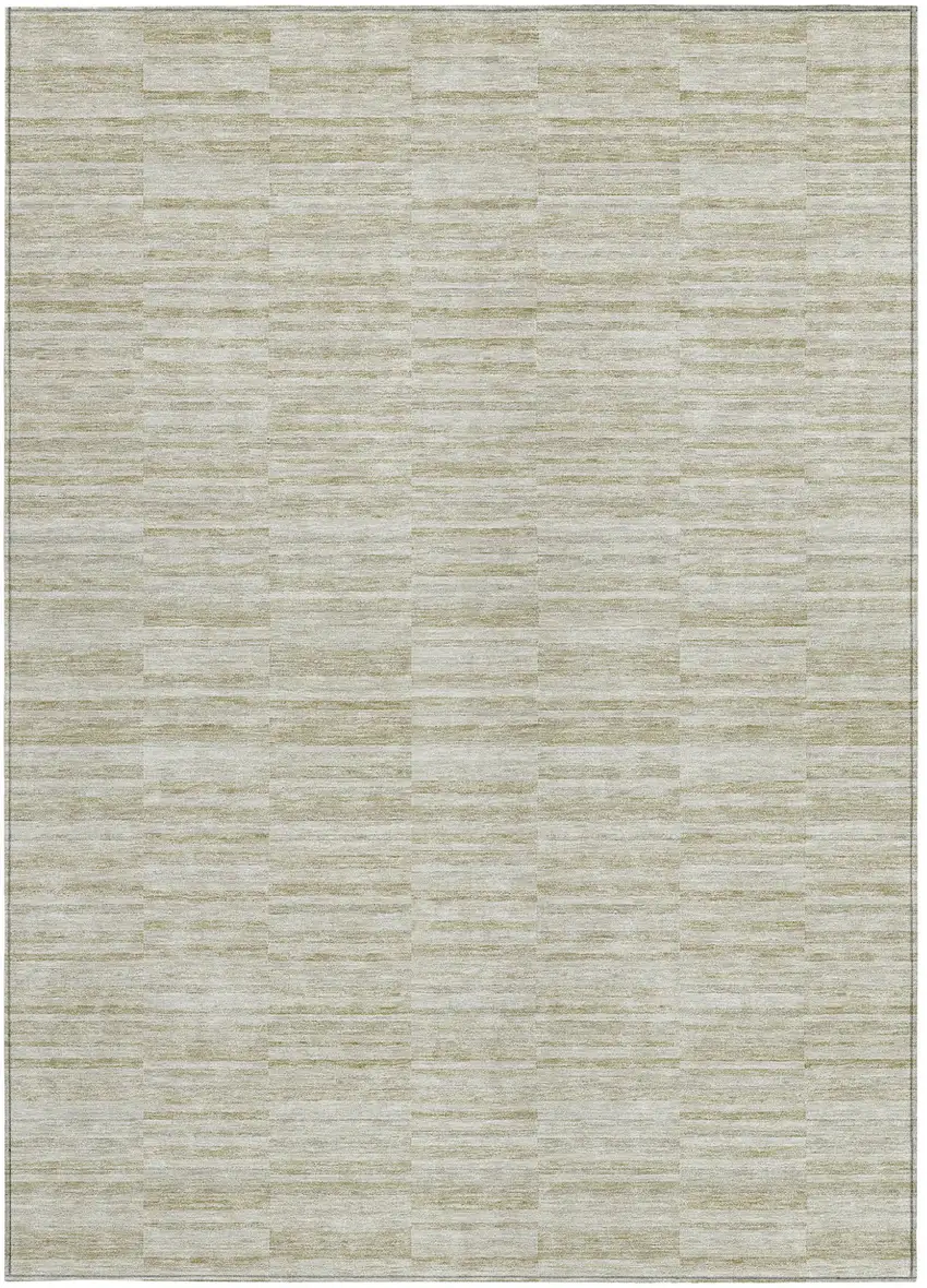 Taupe Beige And Tan Striped Washable Indoor Outdoor Area Rug Photo 7