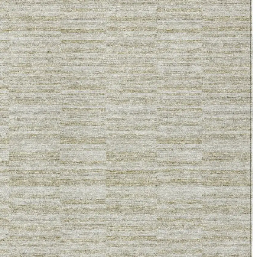 Taupe Beige And Tan Striped Washable Indoor Outdoor Area Rug Photo 6