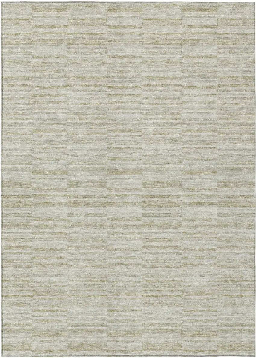 Taupe Beige And Tan Striped Washable Indoor Outdoor Area Rug Photo 2