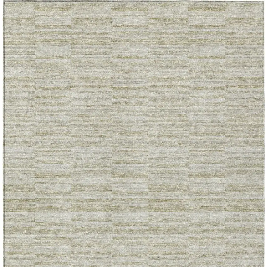Taupe Beige And Tan Striped Washable Indoor Outdoor Area Rug Photo 7