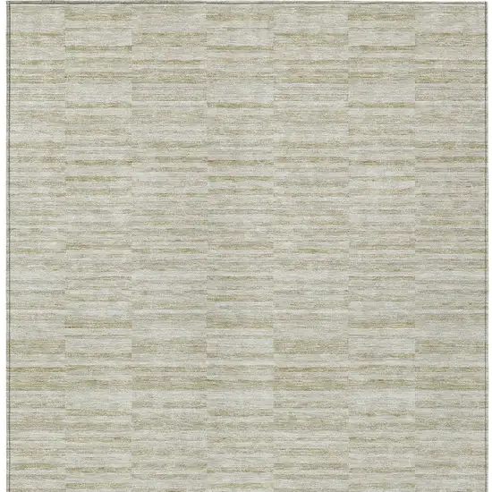 Taupe Beige And Tan Striped Washable Indoor Outdoor Area Rug Photo 7