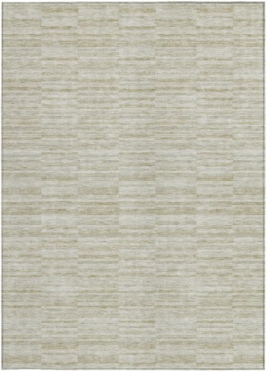 Taupe Beige And Tan Striped Washable Indoor Outdoor Area Rug Photo 7