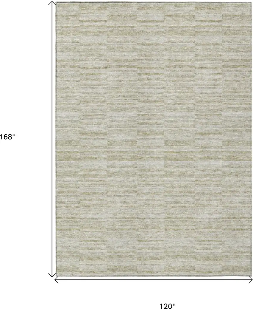 Taupe Beige And Tan Striped Washable Indoor Outdoor Area Rug Photo 3