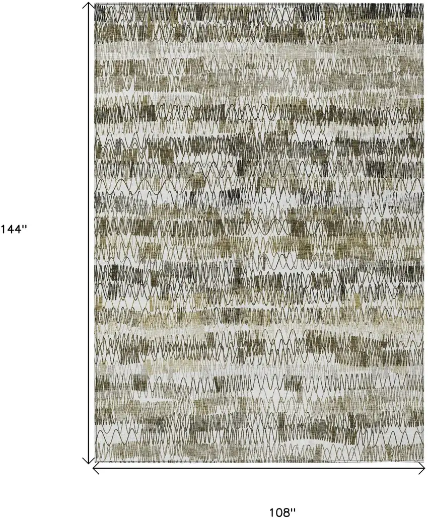 Taupe Beige And Tan Striped Washable Indoor Outdoor Area Rug Photo 3