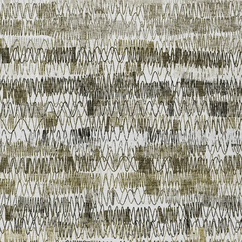Taupe Beige And Tan Striped Washable Indoor Outdoor Area Rug Photo 5