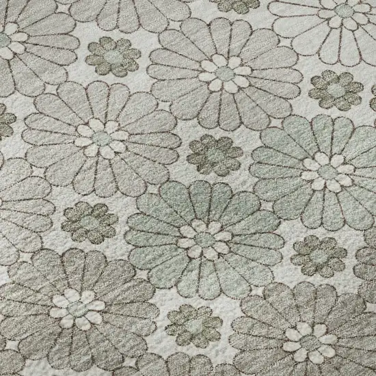 Taupe Beige And Teal Geometric Washable Area Rug With UV Protection Photo 9