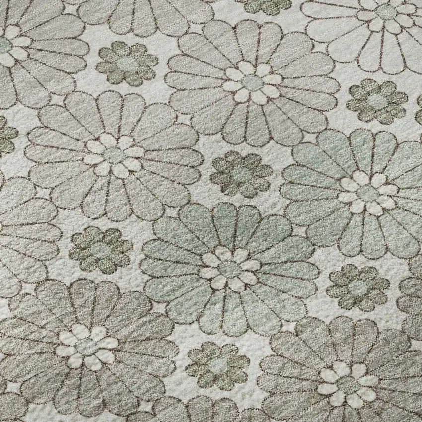 Taupe Beige And Teal Geometric Washable Area Rug With UV Protection Photo 9