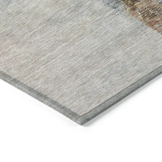 Taupe Black And Blue Abstract Washable Indoor Outdoor Area Rug Photo 4