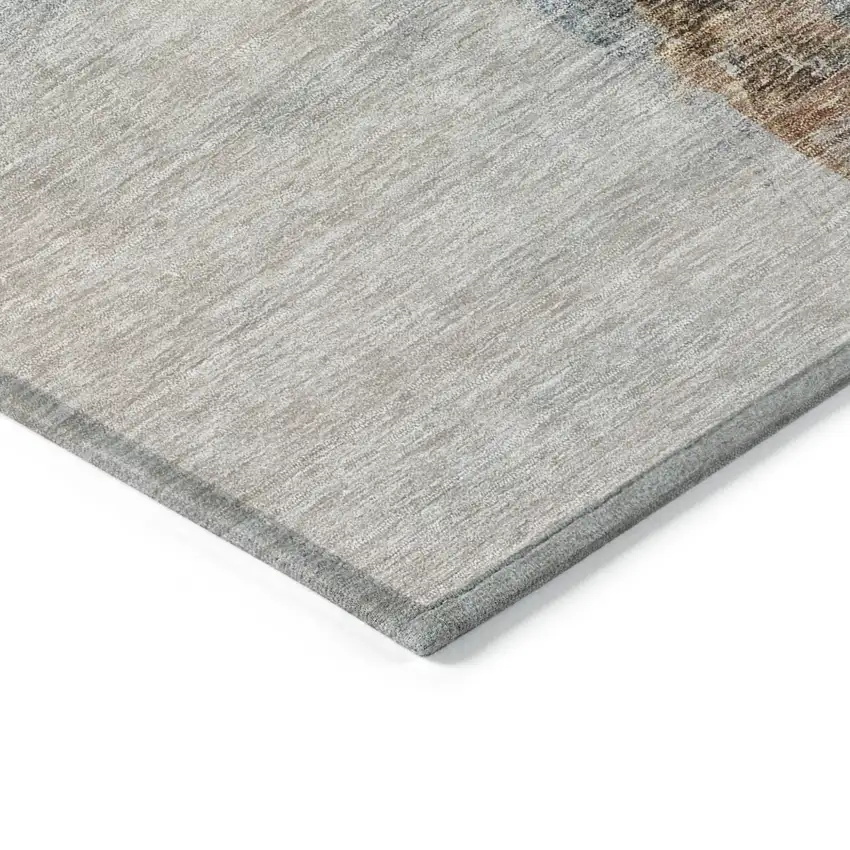 Taupe Black And Blue Abstract Washable Indoor Outdoor Area Rug Photo 4