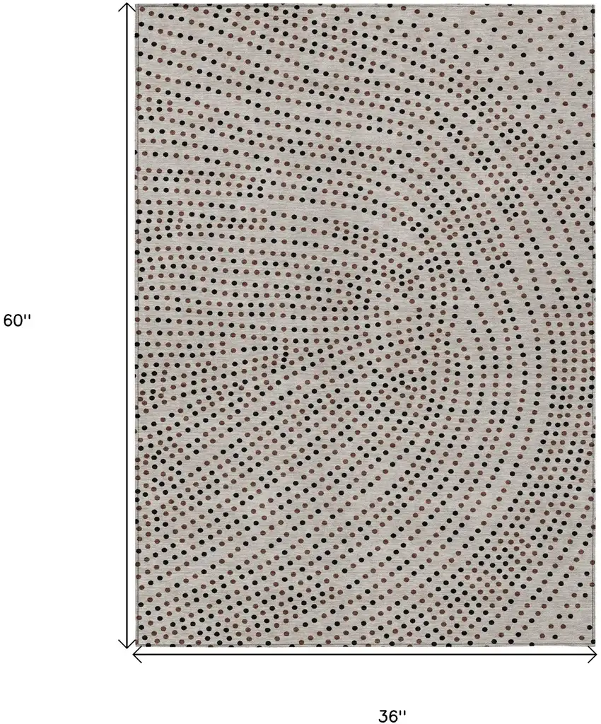 Taupe Black And Brown Polka Dot Washable Indoor Outdoor Area Rug Photo 3