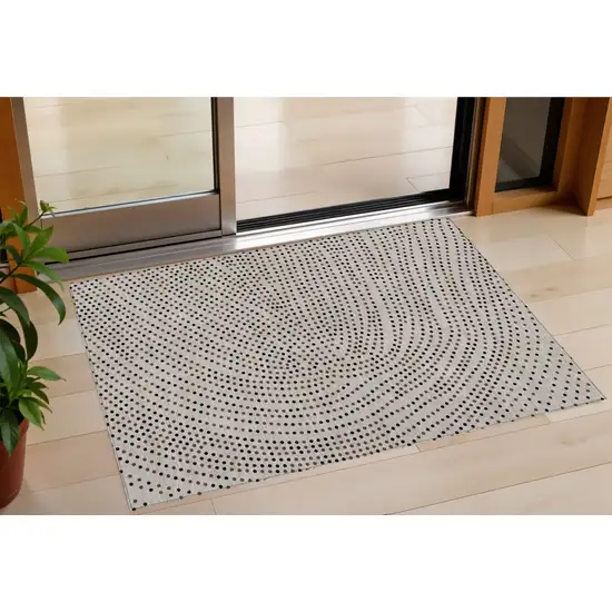 Taupe Black And Brown Polka Dot Washable Indoor Outdoor Area Rug Photo 1