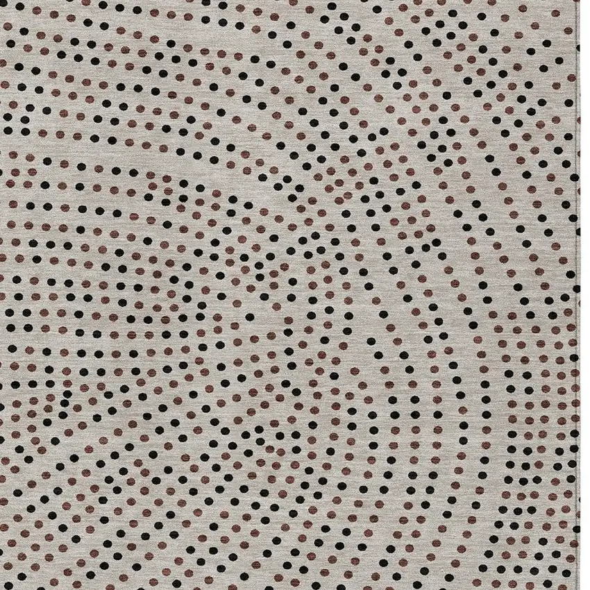 Taupe Black And Brown Polka Dot Washable Indoor Outdoor Area Rug Photo 7