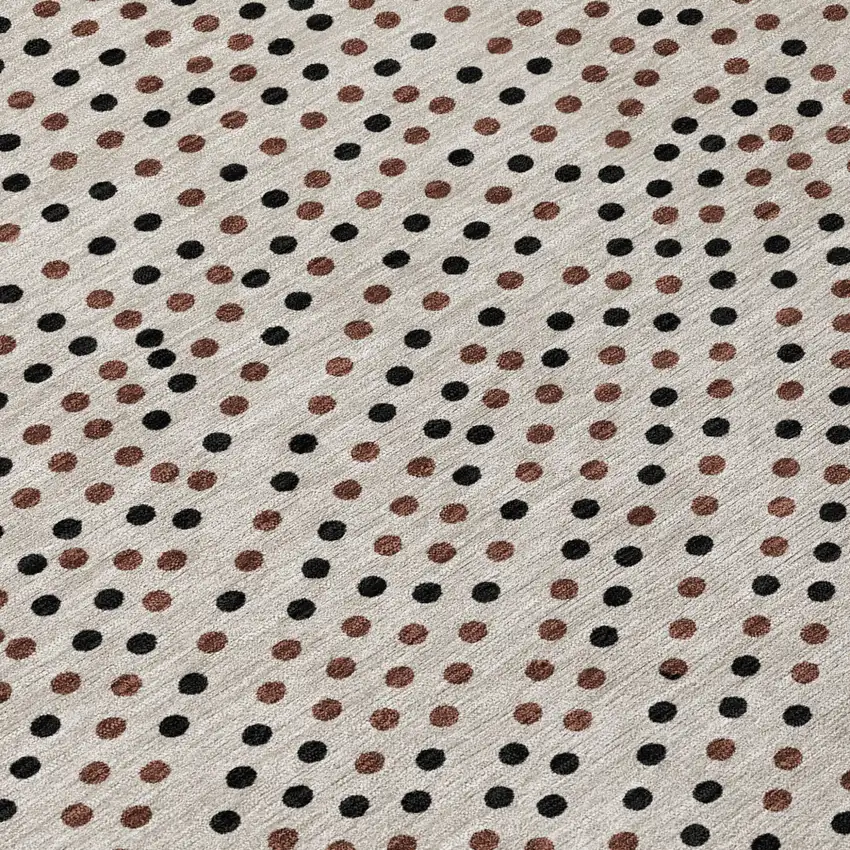 Taupe Black And Brown Polka Dot Washable Indoor Outdoor Area Rug Photo 6