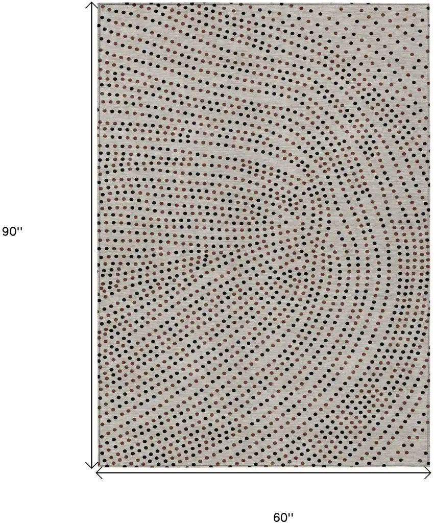 Taupe Black And Brown Polka Dot Washable Indoor Outdoor Area Rug Photo 3