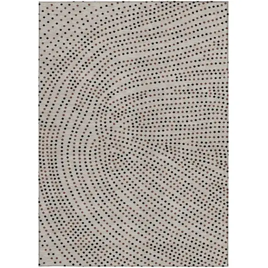 Taupe Black And Brown Polka Dot Washable Indoor Outdoor Area Rug Photo 8
