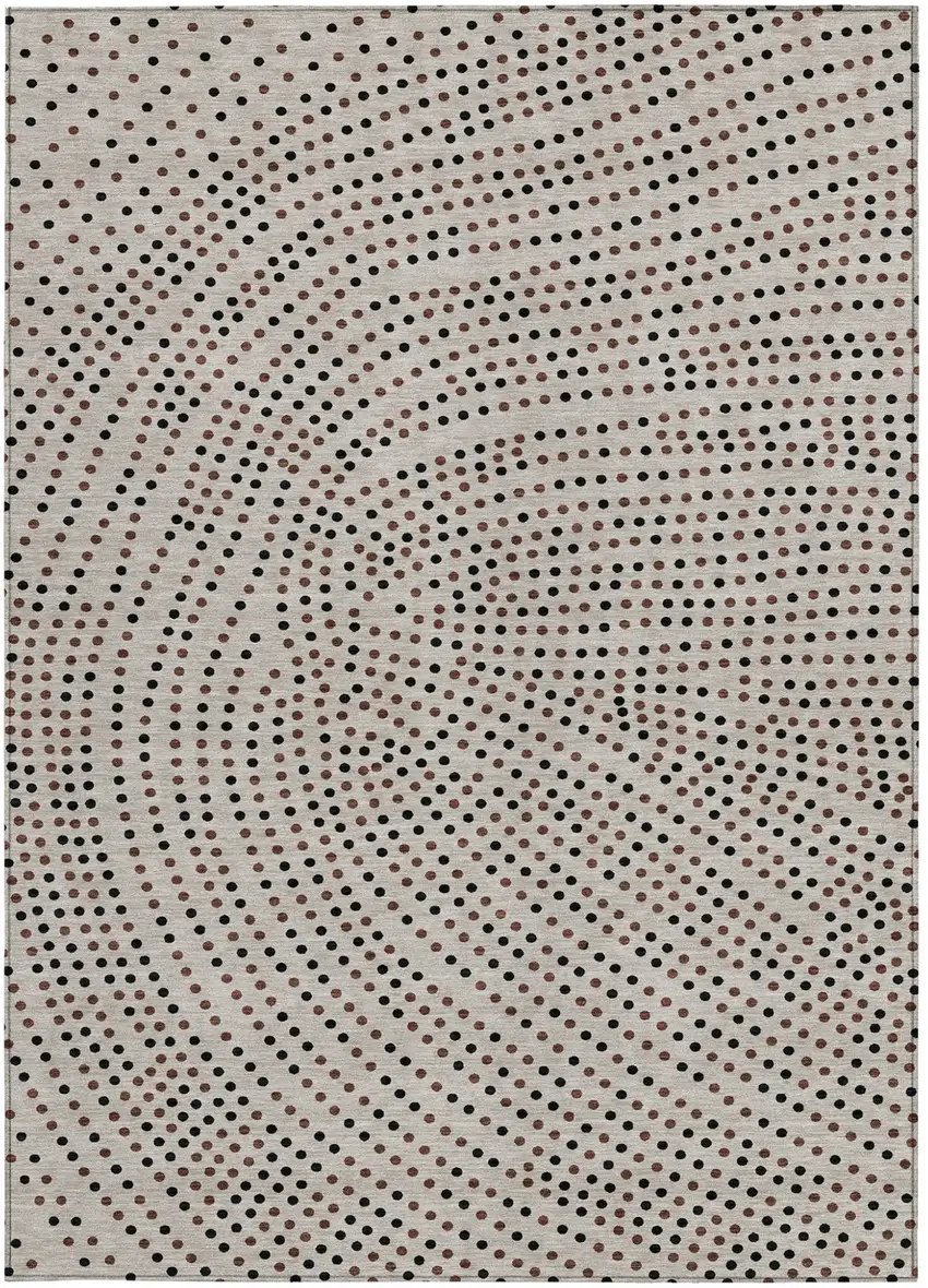 Taupe Black And Brown Polka Dot Washable Indoor Outdoor Area Rug Photo 8
