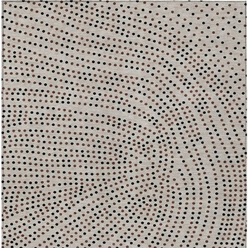 Taupe Black And Brown Polka Dot Washable Indoor Outdoor Area Rug Photo 7