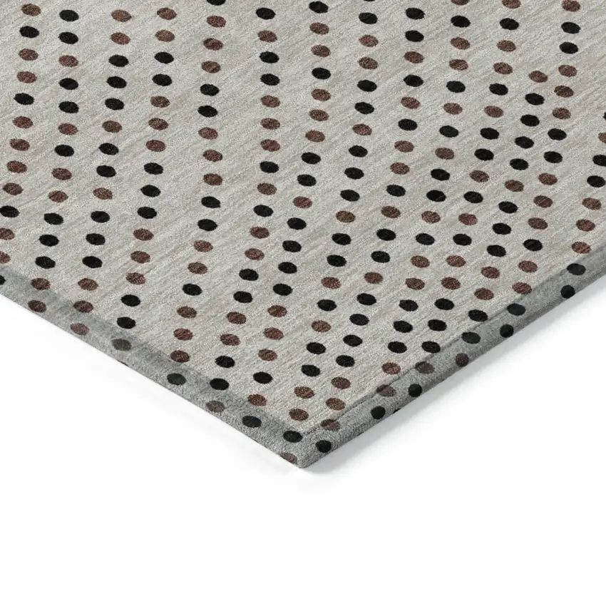Taupe Black And Brown Polka Dot Washable Indoor Outdoor Area Rug Photo 5