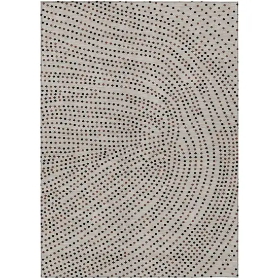 Taupe Black And Brown Polka Dot Washable Indoor Outdoor Area Rug Photo 2