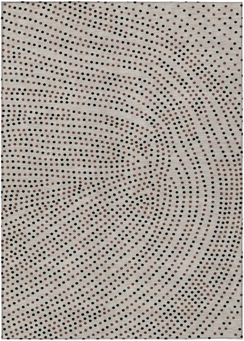 Taupe Black And Brown Polka Dot Washable Indoor Outdoor Area Rug Photo 2