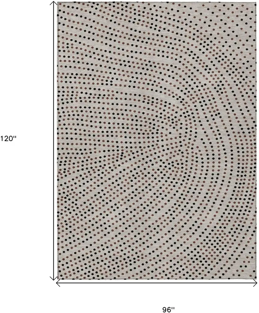 Taupe Black And Brown Polka Dot Washable Indoor Outdoor Area Rug Photo 3