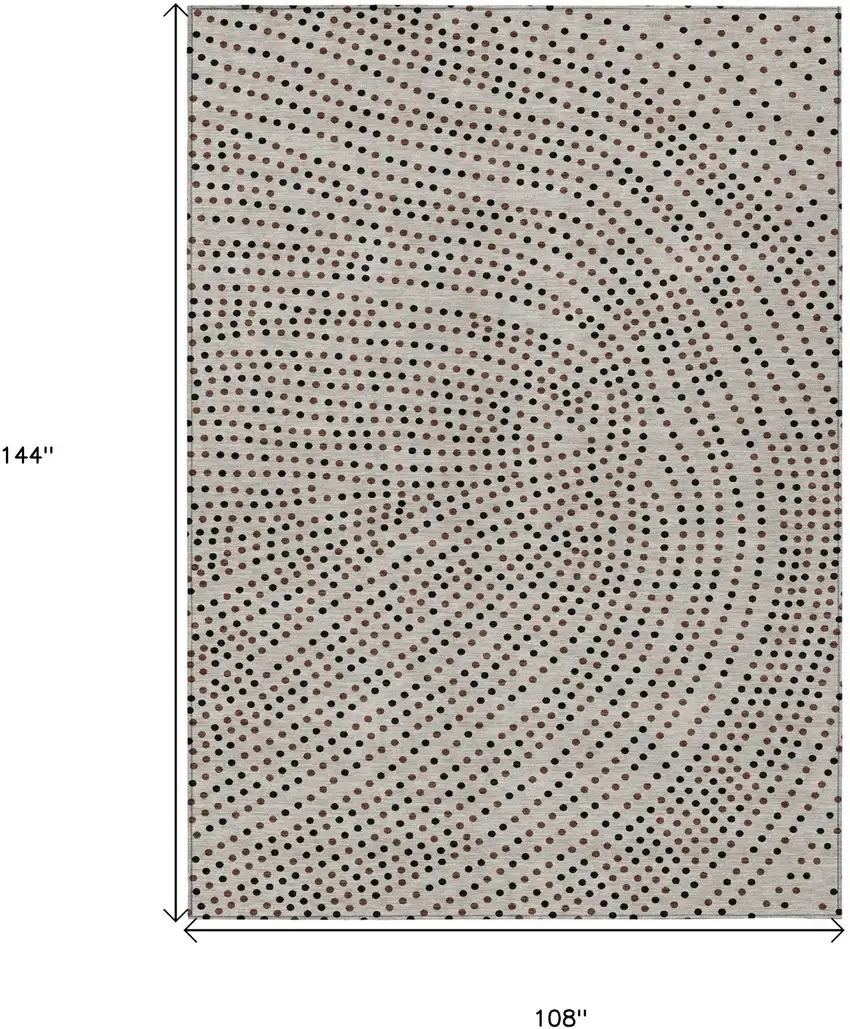 Taupe Black And Brown Polka Dot Washable Indoor Outdoor Area Rug Photo 3