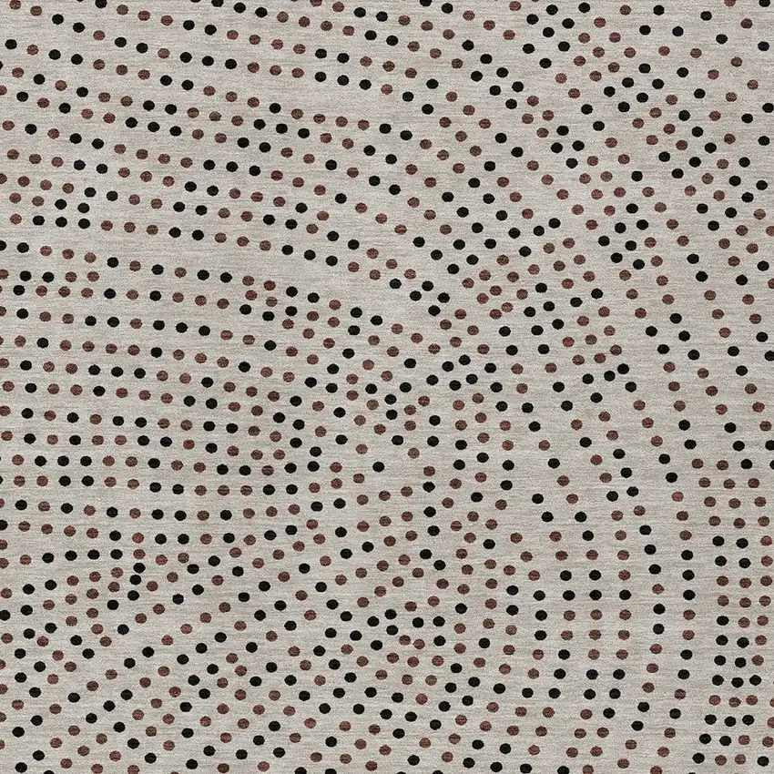 Taupe Black And Brown Polka Dot Washable Indoor Outdoor Area Rug Photo 5