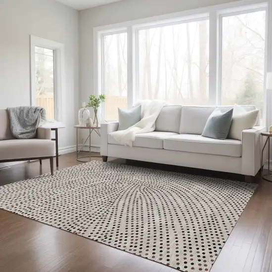 Taupe Black And Brown Polka Dot Washable Indoor Outdoor Area Rug Photo 9