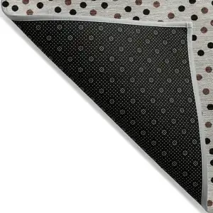 Photo of Taupe Black And Brown Polka Dot Washable Indoor Outdoor Area Rug
