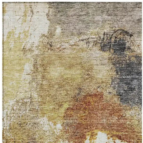 Taupe Black And Copper Abstract Washable Indoor Outdoor Area Rug Photo 6